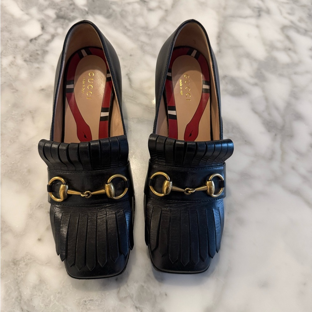 Gucci Horsebite Accent Leather Pumps